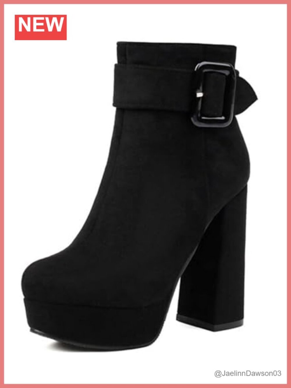 Suede Ankle Booties Chunky Block Heel Platform Side Zipper Ladies Boots